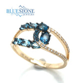 14kt Yellow Gold Topaz and Diamond Ring- 7.25